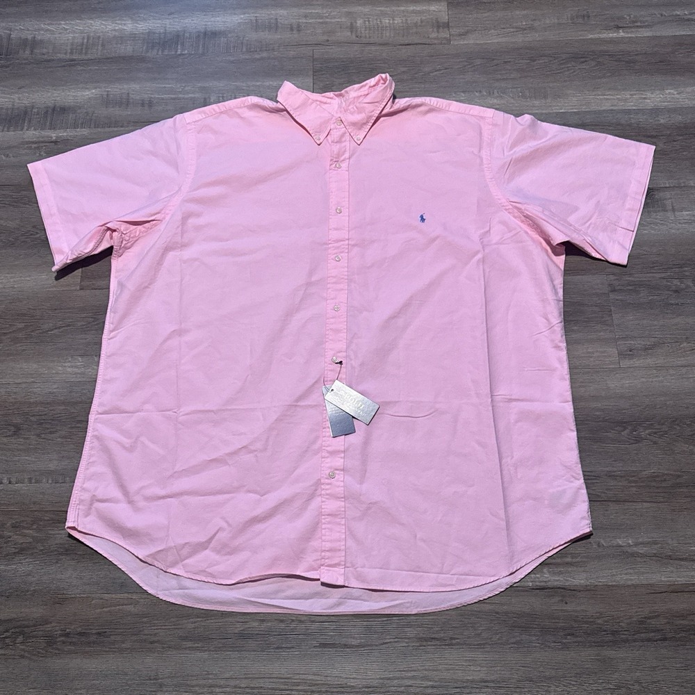 Polo Ralph Lauren Men's 4XLT Pink Garment Dyed Oxford Short Sleeve Shirt TALL